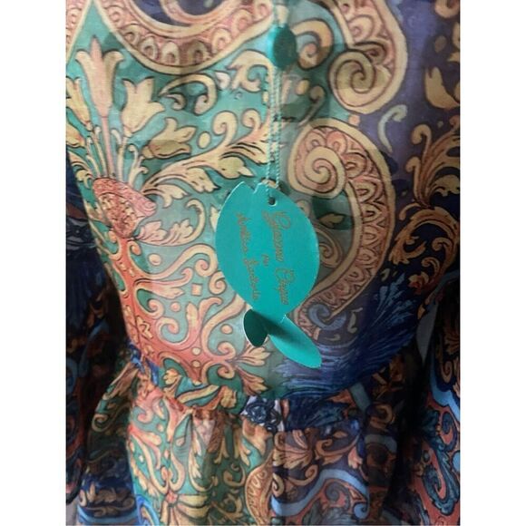 NWT Antiga Santoria Semi Sheer Coquette Print Blouse Coverup One Size Fits Most - Picture 5 of 6